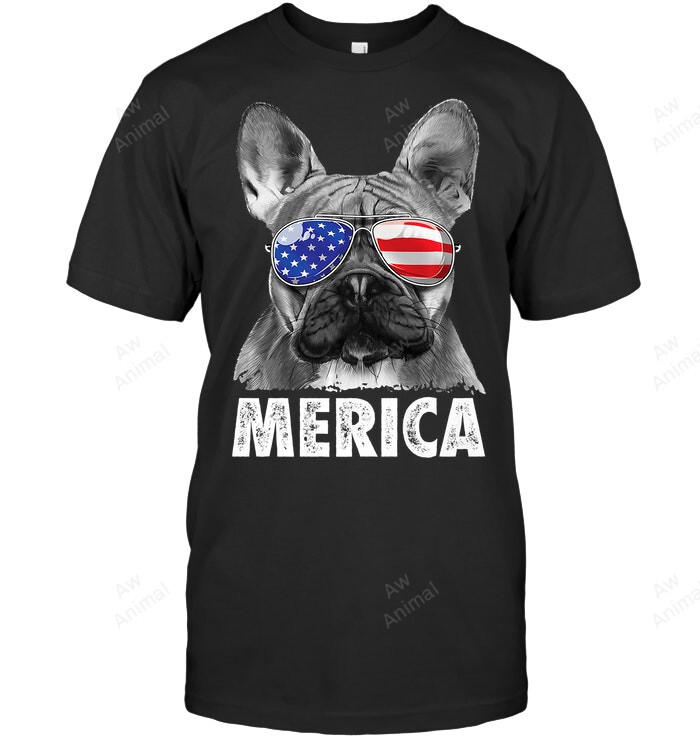 Merica Frenchi French Bulldog American Usa Flag Sweatshirt Hoodie Long Sleeve Men Women T-Shirt