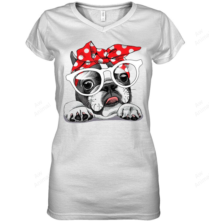 French Bulldog In A Headband And With Glasses T Women Sweatshirt Hoodie Long Sleeve T-Shirt