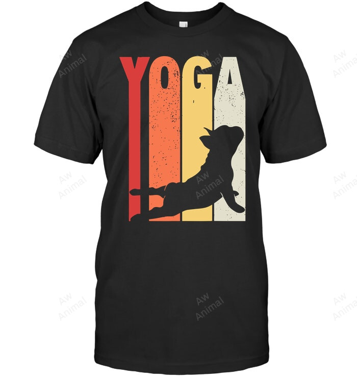 French Bulldog Yoga Retro Dog Fitness Exercise Funny Sweatshirt Hoodie Long Sleeve Men Women T-Shirt