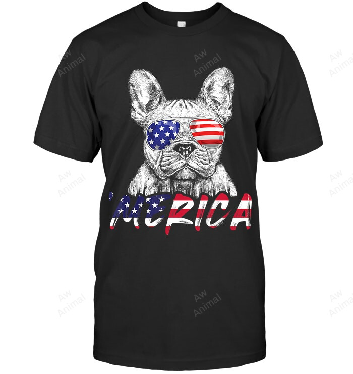 French Bulldog American Usa Flag Merica 4th Of July Frenchie Sweatshirt Hoodie Long Sleeve Men Women T-Shirt