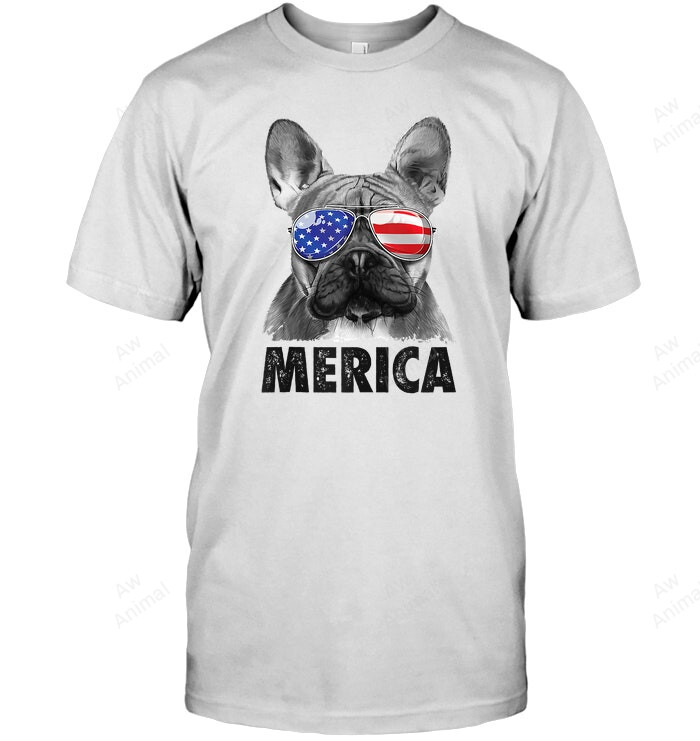 French Bulldog 4th Of July Merica Usa Flag Sweatshirt Hoodie Long Sleeve Men Women T-Shirt