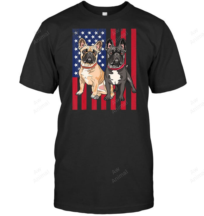 French Bulldog Frenchie Usa Flag Sweatshirt Hoodie Long Sleeve Men Women T-Shirt