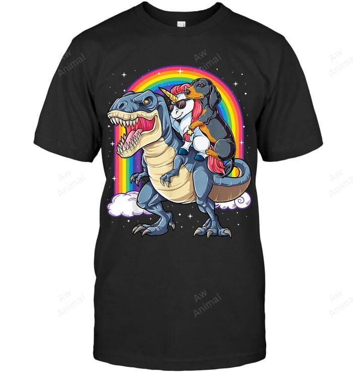 Dachshund Unicorn Dinosaur T Rex Sweatshirt Hoodie Long Sleeve Men Women T-Shirt