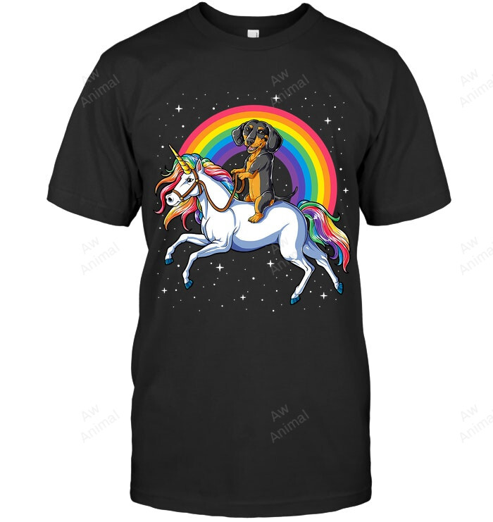 Dachshund Unicorn Girls Space Galaxy Rainbow Dog Sweatshirt Hoodie Long Sleeve Men Women T-Shirt