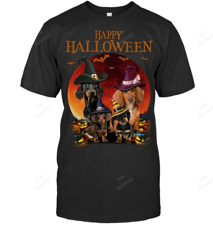 Dachshund Happy Halloween Sweatshirt Hoodie Long Sleeve Men Women T-Shirt