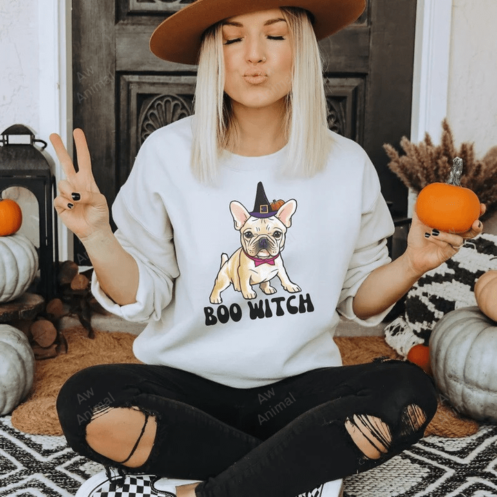 Boo Witch Frenchie Halloween Funny
