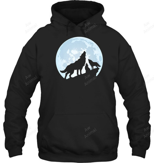 Wolf Howling At The Moon Three Wolves Sweatshirt Hoodie Long Sleeve