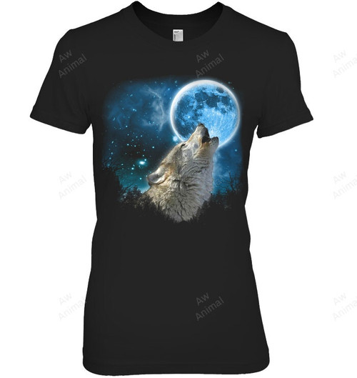 Wolf Howling At The Moon Women Tank Top V-Neck T-Shirt