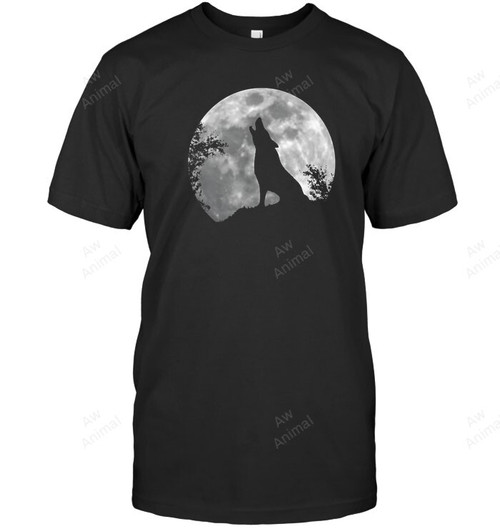 Romantic Full Moon Funky Howling Alpha Wolf Silhouette Men Tank Top V-Neck T-Shirt