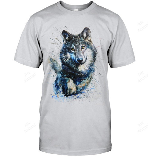 Wolf Watercolor Painting Men Tank Top V-Neck T-Shirt