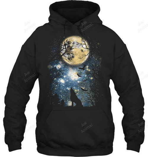 Wolf Howling At Moon Sweatshirt Hoodie Long Sleeve