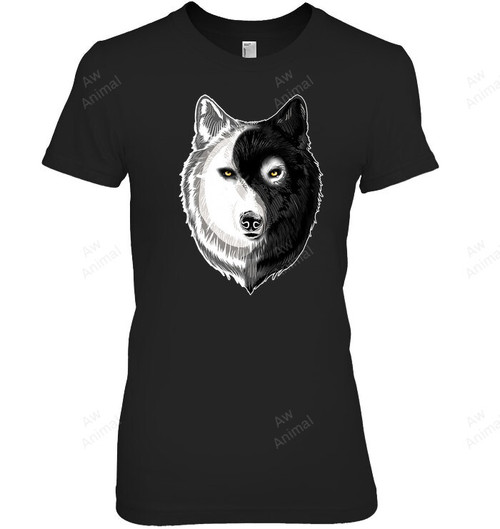 Cute Wolf Shirt Yin Yang Shirt Tribal Wolf Women Tank Top V-Neck T-Shirt