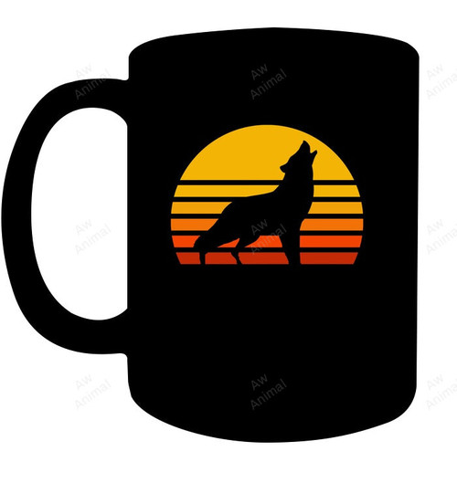 Vintage Wolf Sunset Retro Wolf Pullover Hoodie Mug