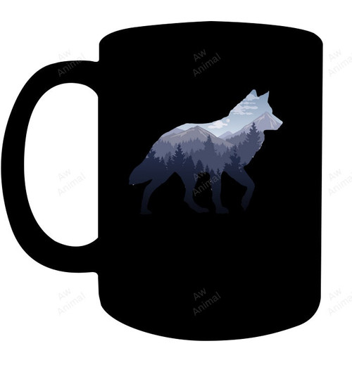 Lone Wolf Survives The Mountain Silhouette Art Long Sleeve Mug
