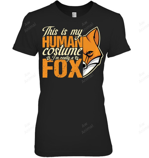 This Is My Human Costume I'm Really A Fox Funny Animal Women Tank Top V-Neck T-Shirt