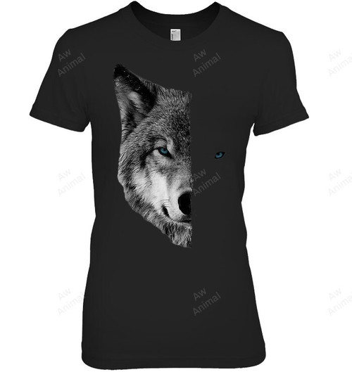 Split Face Wolf Shirts Magical Wolves Women Tank Top V-Neck T-Shirt