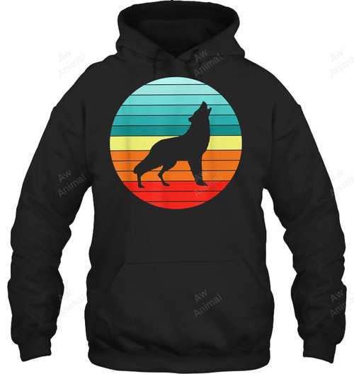 Wolf Retro Sunset Sweatshirt Hoodie Long Sleeve