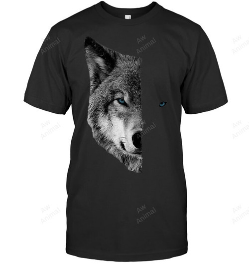 Split Face Wolf Shirts Magical Wolves Men Tank Top V-Neck T-Shirt