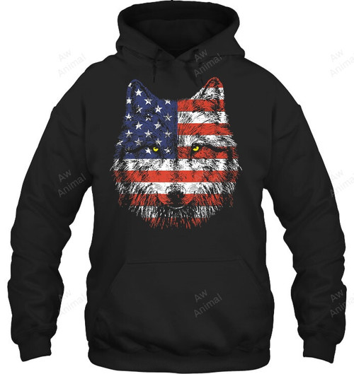 Wolf American Flag Usa Sweatshirt Hoodie Long Sleeve