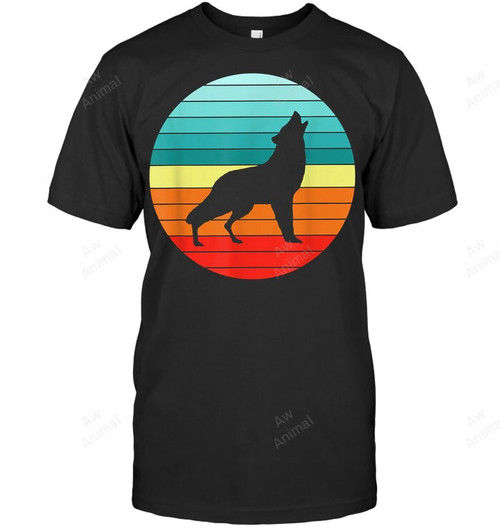 Wolf Retro Sunset Men Tank Top V-Neck T-Shirt