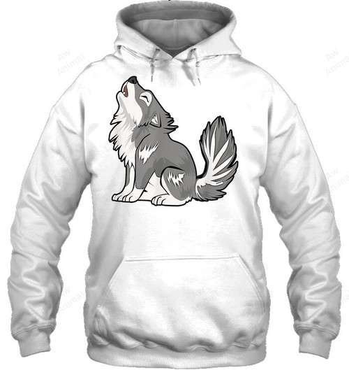 Cute Baby Howling Wolf Cub Sketch Gifts Costume Stuff Gifts Sweatshirt Hoodie Long Sleeve