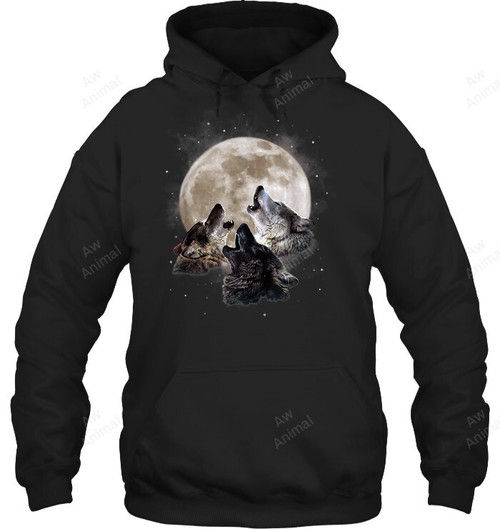Three Wolves Howling At The Moon Sweatshirt Hoodie Long Sleeve