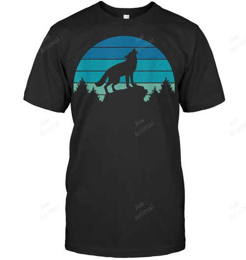 Blue Retro Wolf Forest Print Wild Animal Wilderness Wolves Men Tank Top V-Neck T-Shirt