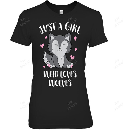 Just A Girl Who Loves Wolves Cute Wolf Girl Women Tank Top V-Neck T-Shirt