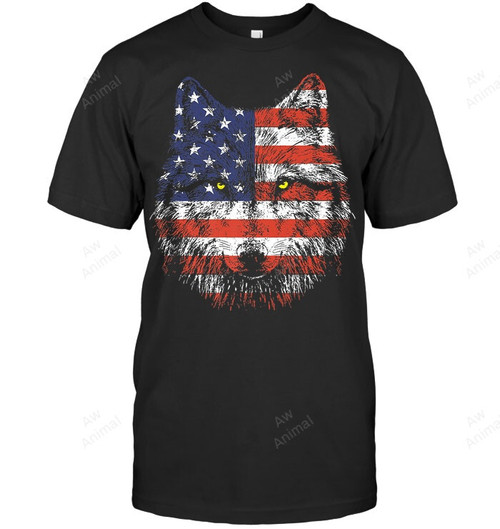 Wolf American Flag Usa Men Tank Top V-Neck T-Shirt