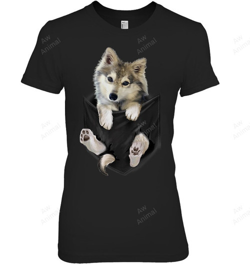 Wolf White Pup In Pocket Women Tank Top V-Neck T-Shirt
