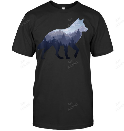 Lone Wolf Survives The Mountain Silhouette Art Men Tank Top V-Neck T-Shirt