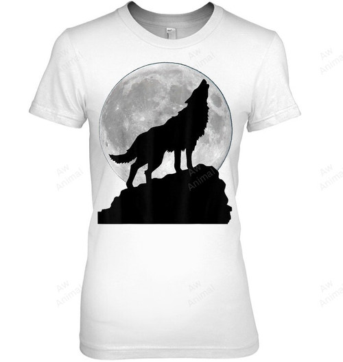 Wolf In Moon Light T Shirt Cool Full Dog Pup Howling Tee 1 Women Tank Top V-Neck T-Shirt