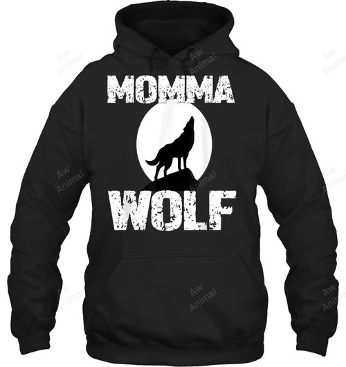Momma Wolf Shirt Matching Family Tribe Wolves Moon Mom Mum Sweatshirt Hoodie Long Sleeve