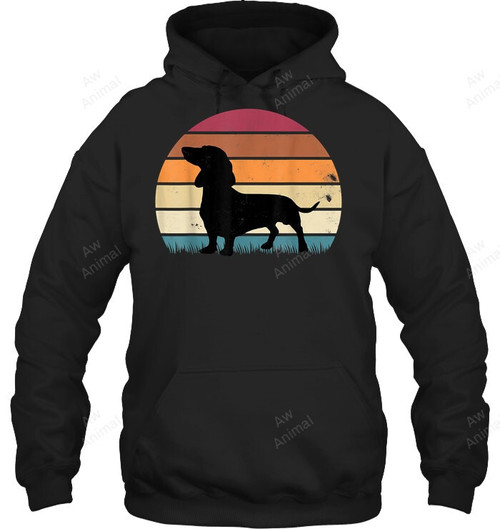 Dachshund Dog Silhouette Retro Vintage Sweatshirt Hoodie Long Sleeve