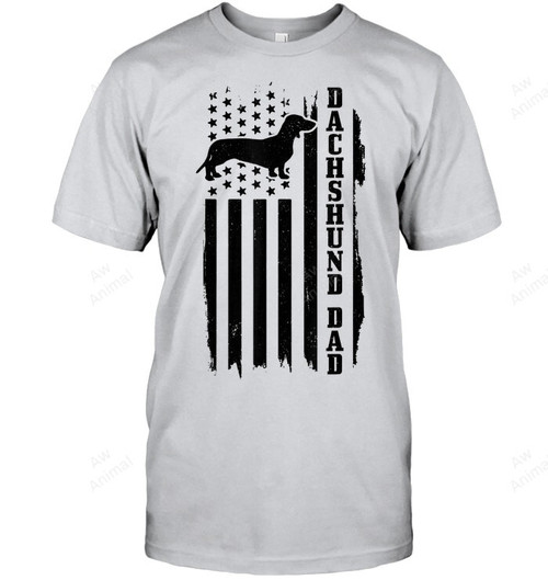 Dachshund Dad Vintage American Flag Patriotic Weiner Dog Men Tank Top V-Neck T-Shirt