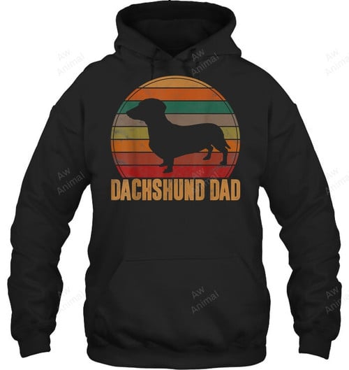 Retro Dachshund Dad Doxie Daddy Dog Owner Father Sweatshirt Hoodie Long Sleeve
