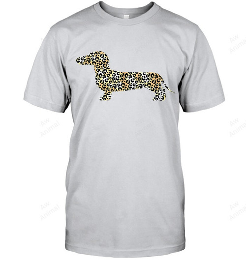 Cute Dachshund Dog In Leopard Print Men Tank Top V-Neck T-Shirt