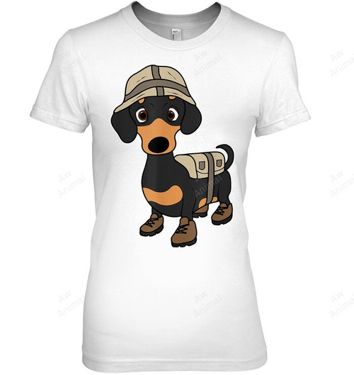 Funny Dachshund Dog Hiking Camping Women Tank Top V-Neck T-Shirt