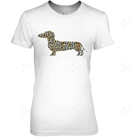 Cute Dachshund Dog In Leopard Print Women Tank Top V-Neck T-Shirt