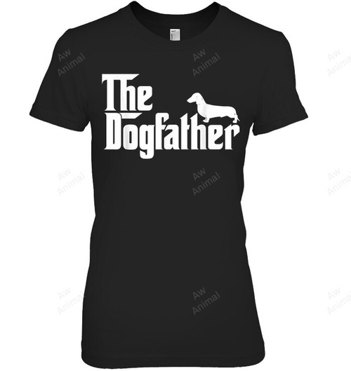 The Dogfather Dachshund Funny Father Dog Lover Women Tank Top V-Neck T-Shirt