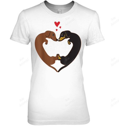 2 Dachshunds In Heart Women Tank Top V-Neck T-Shirt
