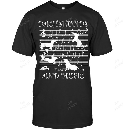 Dachshund Music Notes Musician Men Tank Top V-Neck T-Shirt