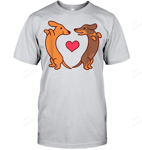 Weiner Dog Love Heart Cute Puppy Men Tank Top V-Neck T-Shirt