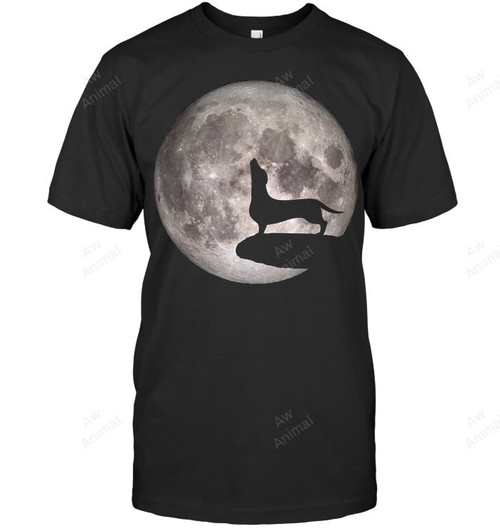 Funny Howling Dachshund Full Moon Wiener Dog Men Tank Top V-Neck T-Shirt