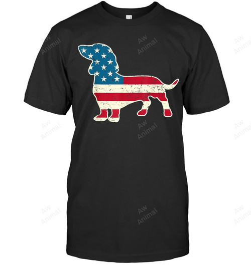 Dachshund 4th Of July Dog Lover American Flag Men Tank Top V-Neck T-Shirt