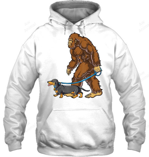 Bigfoot Dachshund Dog Walk Funny Sasquatch Lovers Sweatshirt Hoodie Long Sleeve