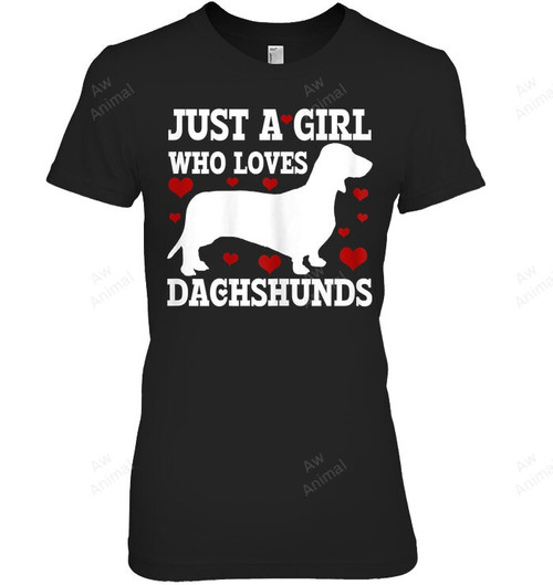 Just A Girl Who Loves Dachshunds Doxie Funny Wiener Dog Women Tank Top V-Neck T-Shirt