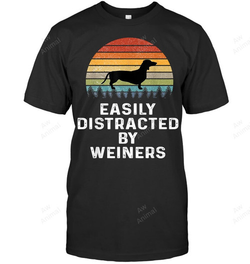 Easily Distracted By Weiners Weiner Dog Owner S Weenie Men Tank Top V-Neck T-Shirt