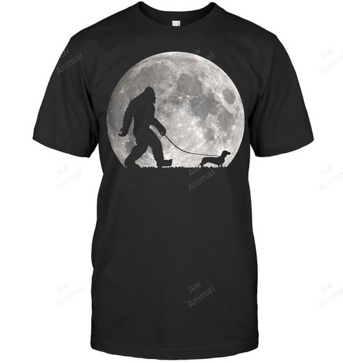 Bigfoot Walking Dachshund Dog Moon Sasquatch Men Tank Top V-Neck T-Shirt