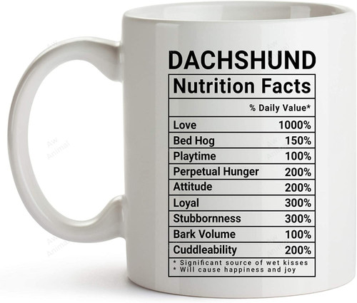 Dachshund Nutrition Facts Coffee Mug
